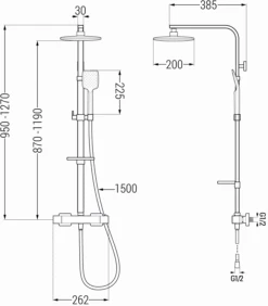 Mexen CQ62 Zestaw Prysznicowy Natynkowy Z Deszczownicą I Baterią Termostatyczną, Różowe Złoto - 772506295-60