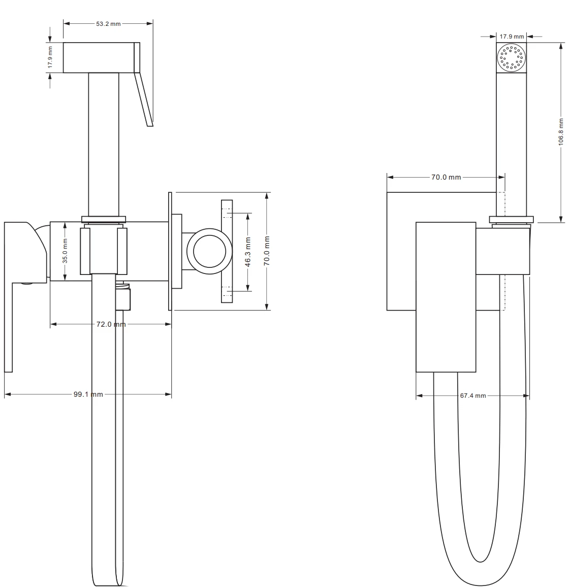 Mexen Cube Bateria Bidetowa Podtynkowa Z Zestawem Punktowym, Chrom - 7599150-00 1 Mexen Cube Bateria Bidetowa Podtynkowa Z Zestawem Punktowym, Chrom - 7599150-00