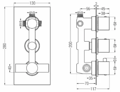 Mexen Cube DR02 Zestaw Wannowo-prysznicowy Podtynkowy Z Deszczownicą 25 Cm, Chrom - 77503DR0225-00