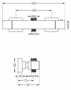 Mexen Cube Termostatyczna Bateria Prysznicowa, Grafit - 77250-66