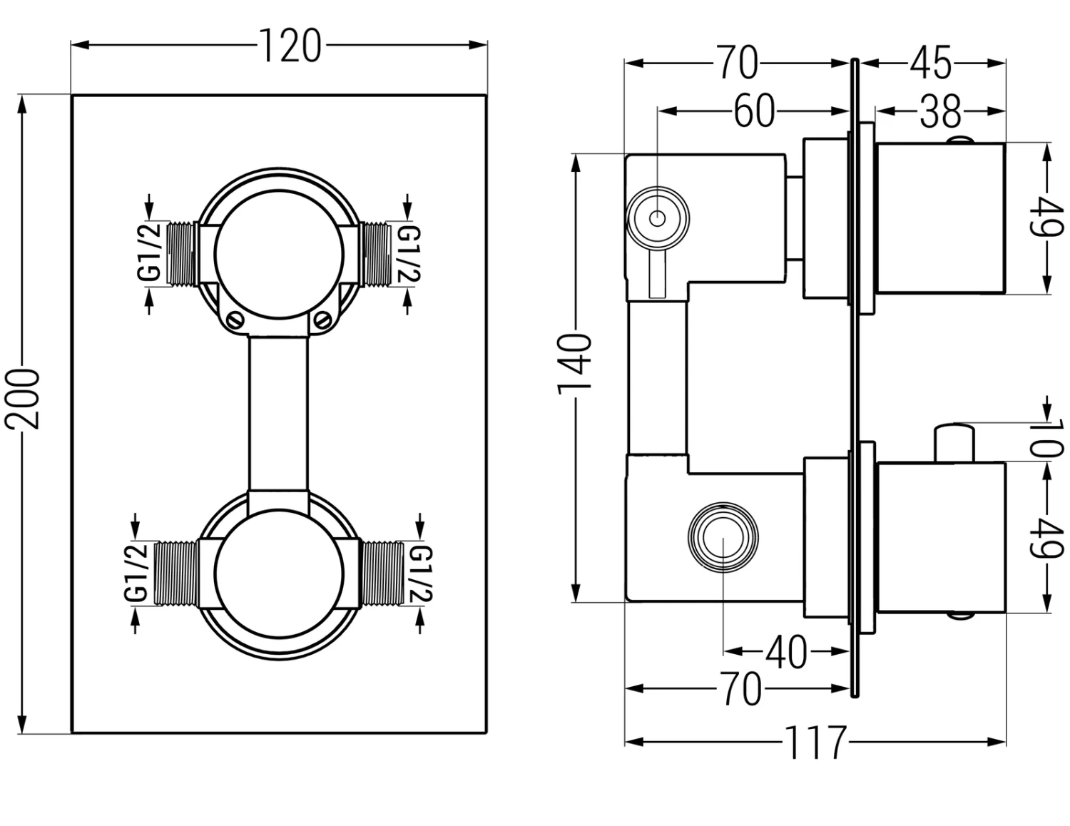 Mexen Cube Termostatyczna Bateria Wannowo-prysznicowa 2-wyjściowa, Różowe Złoto - 77502-60 1 Mexen Cube Termostatyczna Bateria Wannowo-prysznicowa 2-wyjściowa, Różowe Złoto - 77502-60