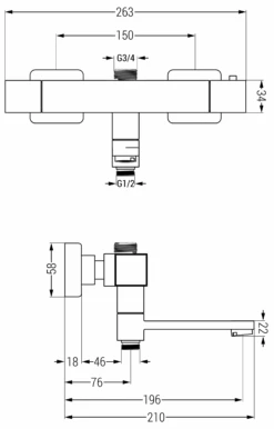 Mexen Cube Termostatyczna Bateria Wannowo-prysznicowa, Złota - 77910-50