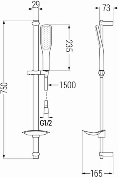 Mexen DB49 Zestaw Prysznicowy Suwany, Czarny - 785494584-75