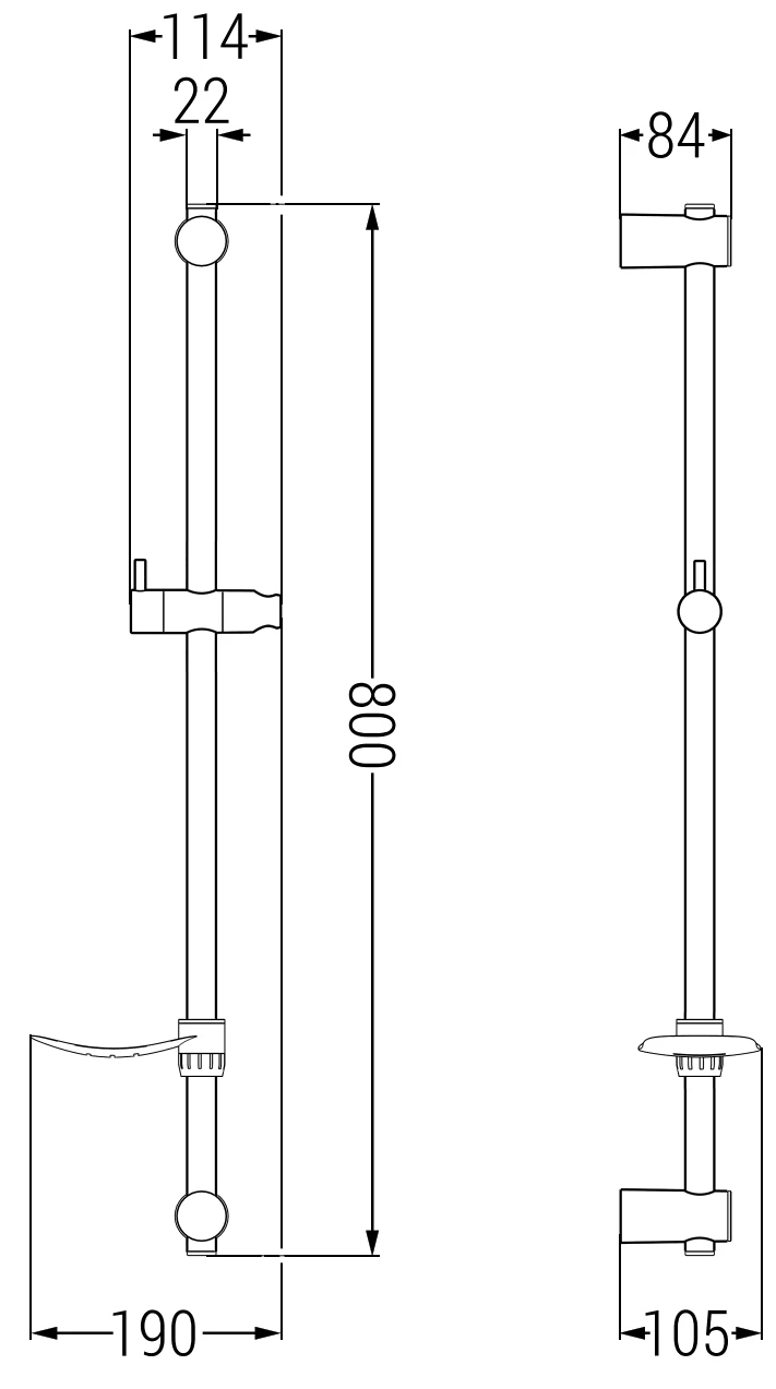 Mexen DF Drążek Prysznicowy Z Mydelniczką 80 Cm, Czarny - 79382-70 1 Mexen DF Drążek Prysznicowy Z Mydelniczką 80 Cm, Czarny - 79382-70