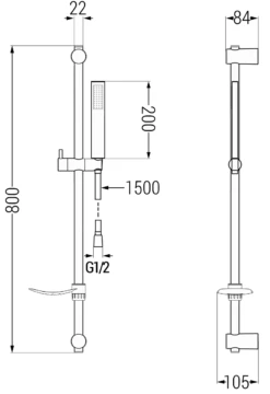 Mexen DF00 Zestaw Prysznicowy Suwany, Czarny - 785004582-70