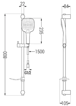 Mexen DF17 Zestaw Prysznicowy Suwany, Czarna - 785174582-70