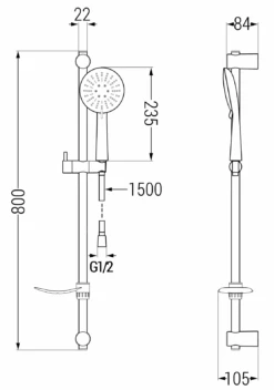 Mexen DF67 Zestaw Prysznicowy Suwany, Czarny - 785674582-70