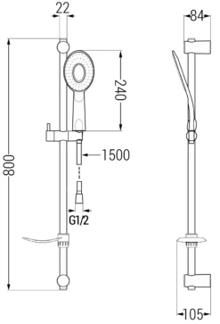 Mexen DF73 Zestaw Prysznicowy Suwany, Chrom - 785734582-02