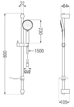 Mexen DF75 Zestaw Prysznicowy Suwany, Czarny - 785754582-70
