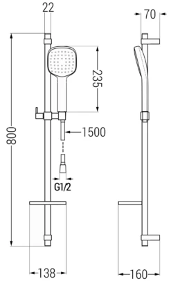 Mexen DQ33 Zestaw Prysznicowy Suwany, Czarny - 785334581-70