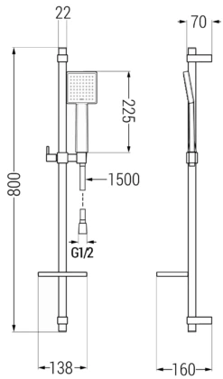 Mexen DQ45 Zestaw Prysznicowy Suwany, Czarny - 785454581-70