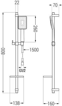 Mexen DQ54 Zestaw Prysznicowy Suwany, Biały - 785544581-21