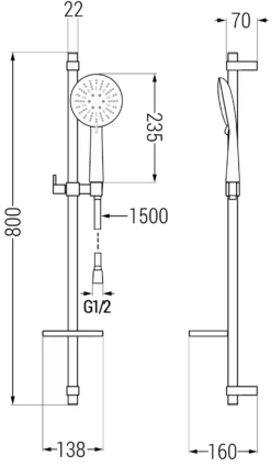 Mexen DQ67 Zestaw Prysznicowy Suwany, Czarny - 785674581-70