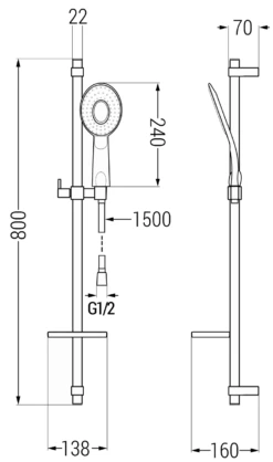 Mexen DQ73 Zestaw Prysznicowy Suwany, Chrom - 785734581-02