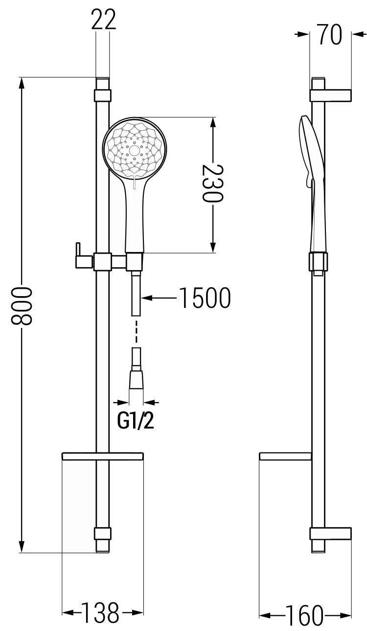 Mexen DQ74 Zestaw Prysznicowy Suwany, Chrom - 785744581-00 1 Mexen DQ74 Zestaw Prysznicowy Suwany, Chrom - 785744581-00