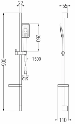 Mexen DS54 Zestaw Prysznicowy Suwany, Czarny/chrom - 785544583-17