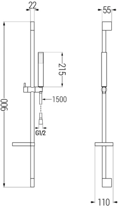 Mexen DS77 Zestaw Prysznicowy Suwany, Czarny - 785774583-70