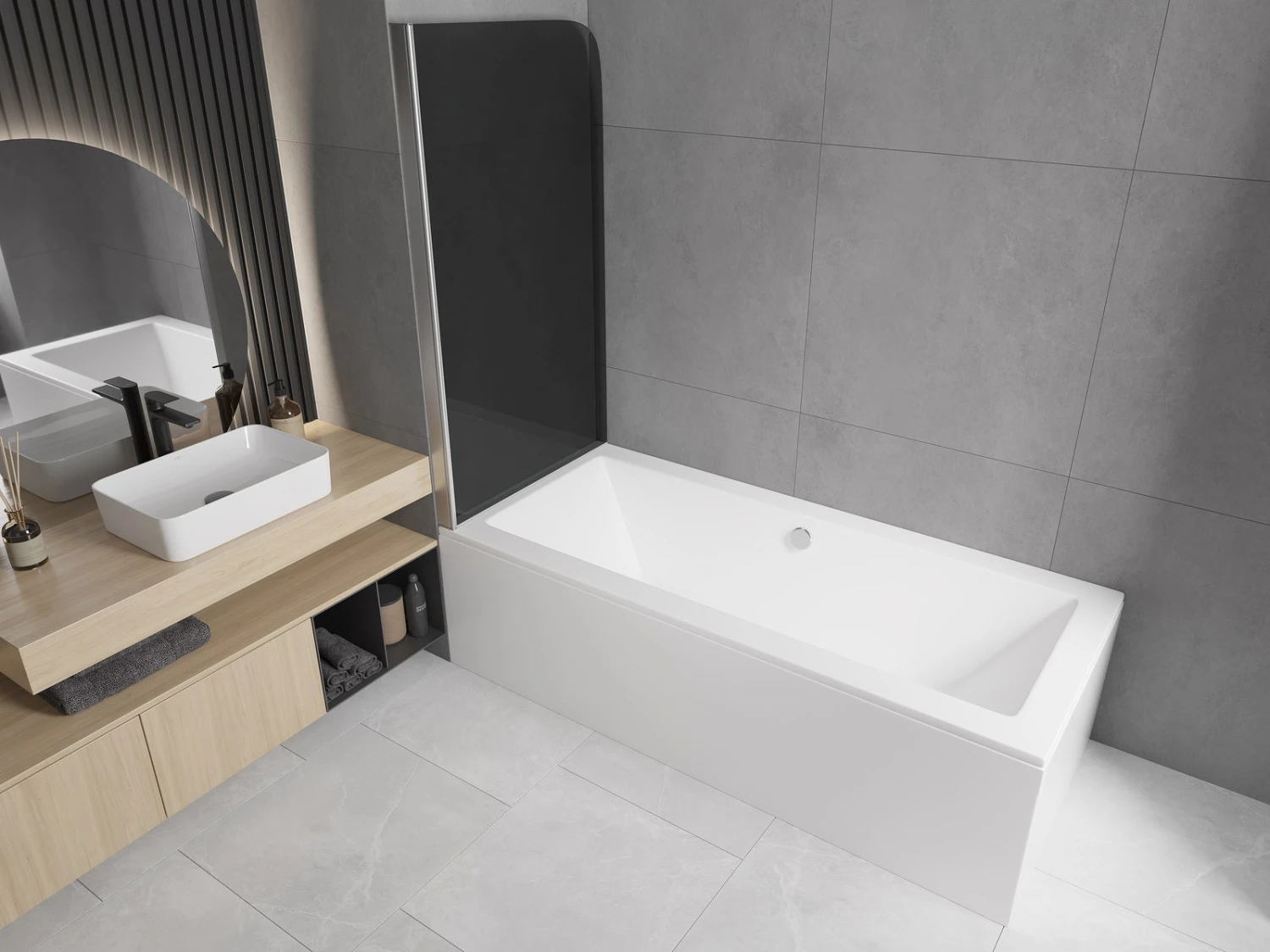 Mexen Felix Parawan Nawannowy 1-skrzydłowy 70 X 140 Cm, Grafit, Chrom - 890-070-001-01-40 2 Mexen Felix Parawan Nawannowy 1-skrzydłowy 70 X 140 Cm, Grafit, Chrom - 890-070-001-01-40 - obrazek 2