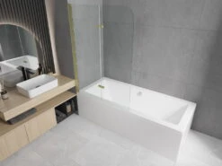 Mexen Felix Parawan Nawannowy 2-skrzydłowy 80 X 140 Cm, Transparent, Złoty - 890-080-002-50-00