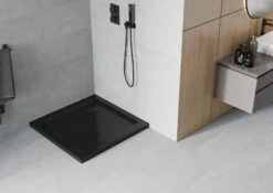 Mexen Flat Brodzik Kwadratowy Slim 100 X 100 Cm, Czarny, Syfon Czarny - 40701010B