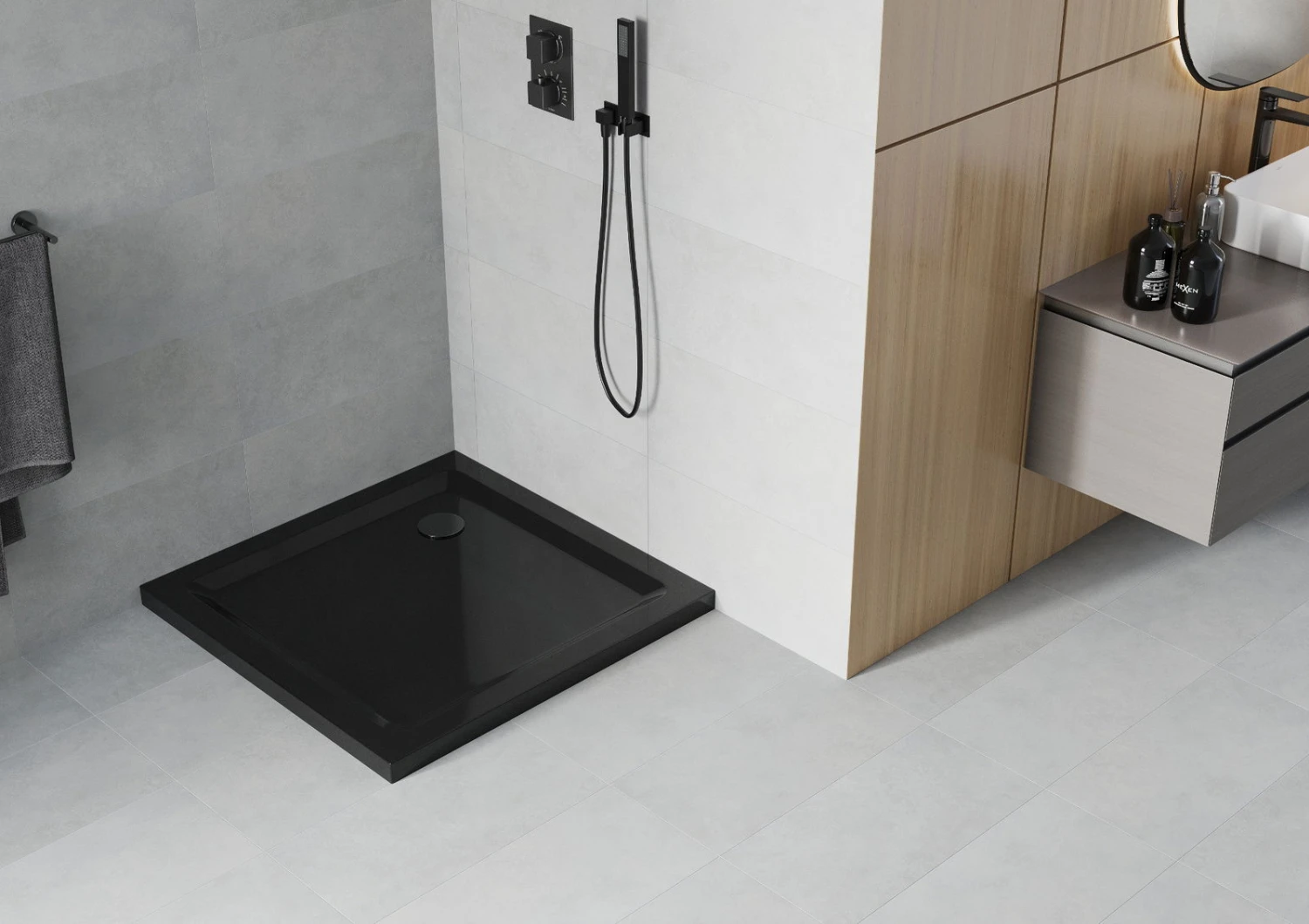 Mexen Flat Brodzik Kwadratowy Slim 80 X 80 Cm, Czarny, Syfon Czarny - 40708080B 1 Mexen Flat Brodzik Kwadratowy Slim 80 X 80 Cm, Czarny, Syfon Czarny - 40708080B
