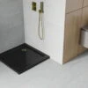 Mexen Flat Brodzik Kwadratowy Slim 90 X 90 Cm, Czarny, Syfon Złoty - 40709090G