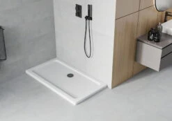 Mexen Flat Brodzik Prostokątny Slim 130 X 70 Cm, Biały, Syfon Czarny - 40107013B