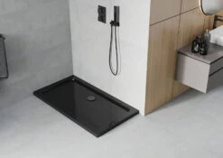 Mexen Flat Brodzik Prostokątny Slim 130 X 70 Cm, Czarny, Syfon Czarny - 40707013B