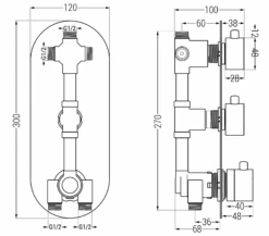 Mexen Kai Termostatyczna Bateria Wannowo-prysznicowa 3-wyjściowa, Biała - 77603-20
