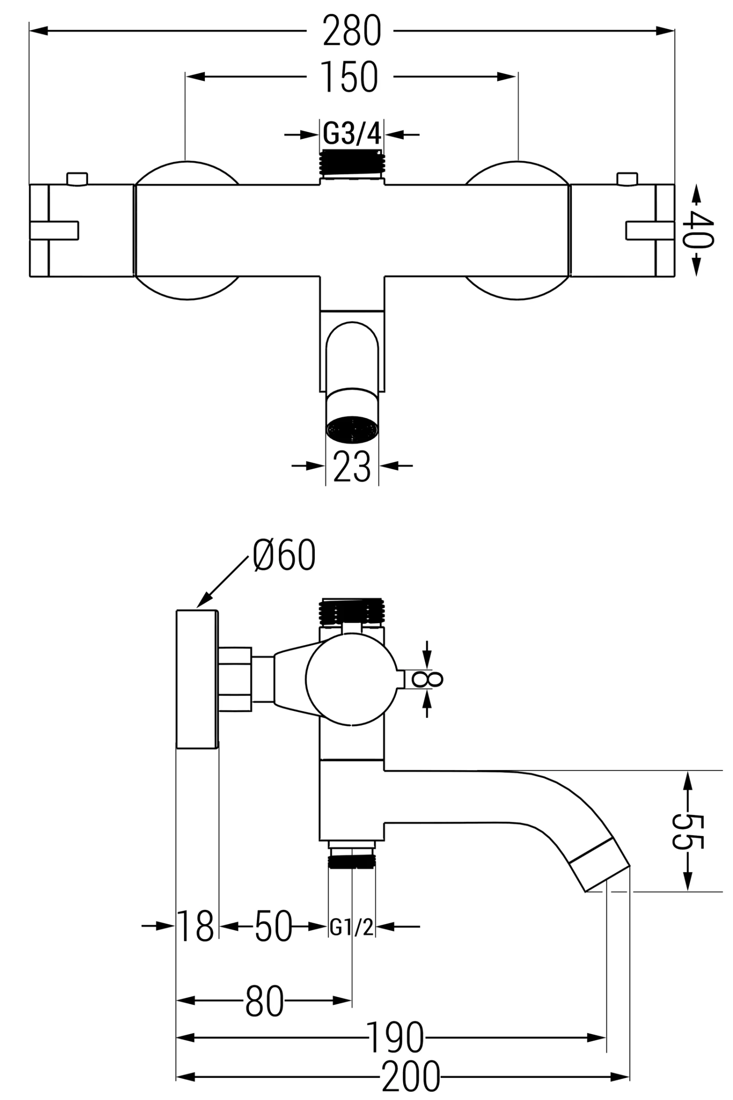 Mexen Kai Termostatyczna Bateria Wannowo-prysznicowa, Chrom - 77900-00 1 Mexen Kai Termostatyczna Bateria Wannowo-prysznicowa, Chrom - 77900-00