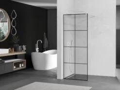 Mexen Kioto ścianka Prysznicowa 90 X 200 Cm, Transparent/czarny Wzór 8 Mm, Biała - 800-090-101-20-77