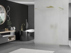 Mexen Kioto ścianka Prysznicowa Wolnostojąca 100 X 200 Cm, Szron 8 Mm, Złota - 800-100-002-50-30