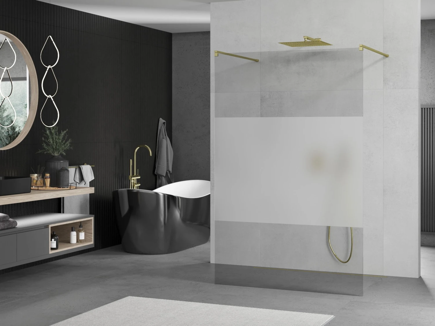 Mexen Kioto ścianka Prysznicowa Wolnostojąca 110 X 200 Cm, Transparent/szron 8 Mm, Złota - 800-110-002-50-35 1 Mexen Kioto ścianka Prysznicowa Wolnostojąca 110 X 200 Cm, Transparent/szron 8 Mm, Złota - 800-110-002-50-35