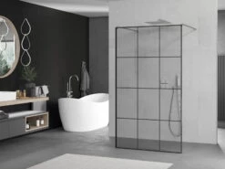 Mexen Kioto ścianka Prysznicowa Wolnostojąca 120 X 200 Cm, Transparent/czarny Wzór 8 Mm, Chrom - 800-120-002-01-77