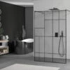 Mexen Kioto ścianka Prysznicowa Wolnostojąca 120 X 200 Cm, Transparent/czarny Wzór 8 Mm, Czarna - 800-120-002-70-78