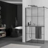 Mexen Kioto+ ścianka Prysznicowa Z Półką I Relingiem 120 X 200 Cm, Transparent/czarny Wzór 8 Mm, Czarna - 800-120-121-70-77