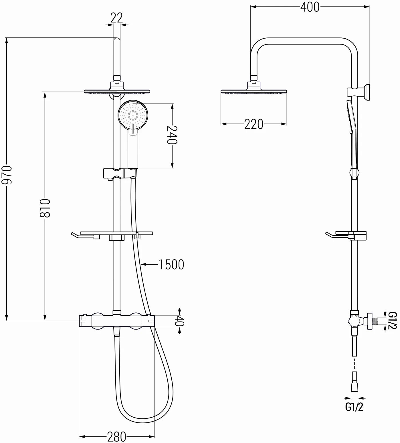 Mexen KT40 Zestaw Prysznicowy Natynkowy Z Deszczownicą I Baterią Termostatyczną, Różowe Złoto - 771504093-60 1 Mexen KT40 Zestaw Prysznicowy Natynkowy Z Deszczownicą I Baterią Termostatyczną, Różowe Złoto - 771504093-60
