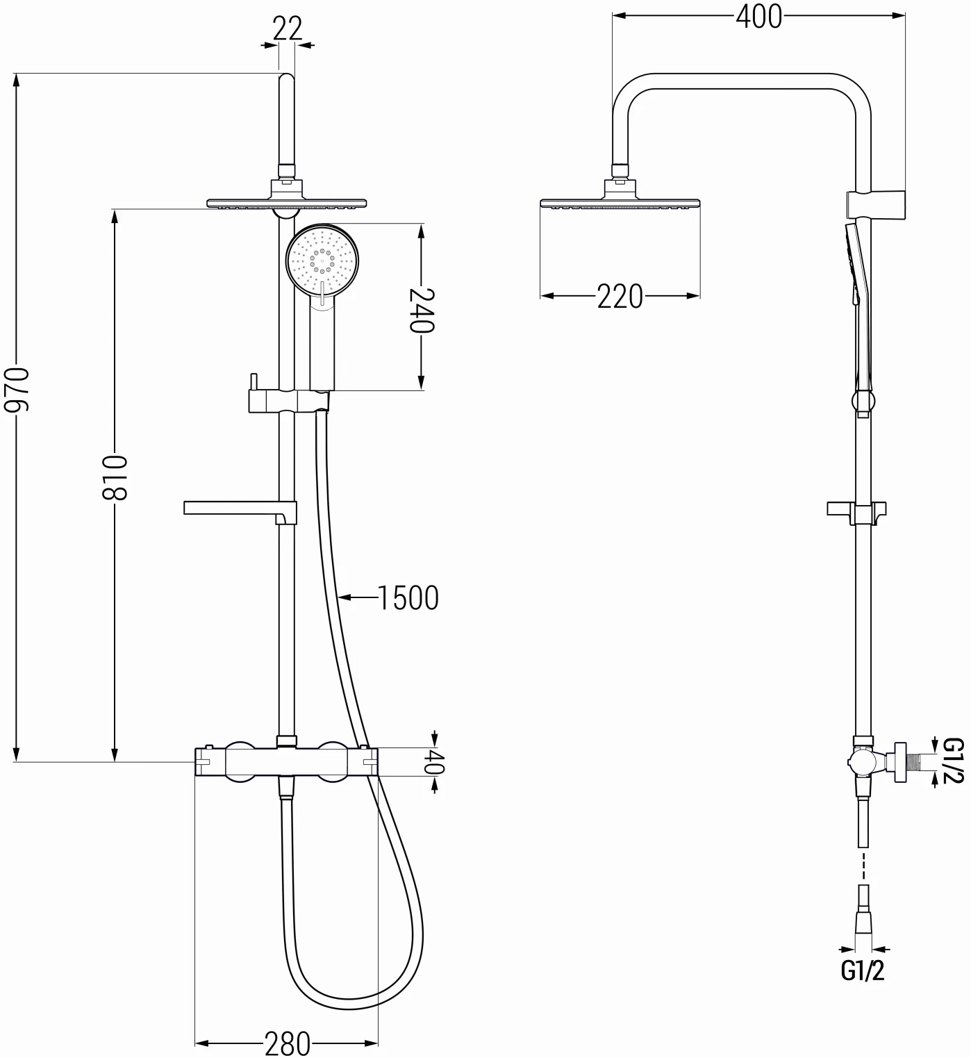 Mexen KX40 Zestaw Prysznicowy Natynkowy Z Deszczownicą I Baterią Termostatyczną, Chrom - 771504091-00 1 Mexen KX40 Zestaw Prysznicowy Natynkowy Z Deszczownicą I Baterią Termostatyczną, Chrom - 771504091-00