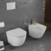 Mexen Lena Bidet Wiszący, Biały/złoty Linia - 35224805
