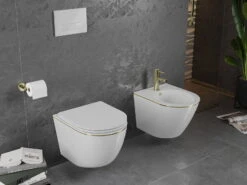 Mexen Lena Bidet Wiszący, Biały/złoty Linia - 35224805
