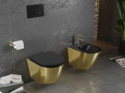 Mexen Lena Bidet Wiszący, Czarny Mat/złoty - 35224876