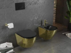 Mexen Lena Bidet Wiszący, Czarny Mat/złoty Wzór - 35224878
