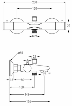 Mexen Nox Termostatyczna Bateria Wannowa, Czarna - 77350-70