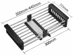 Mexen Ociekacz Kuchenny Teleskopowy Z Regulowaną Szerokością, Czarny - 660730-70