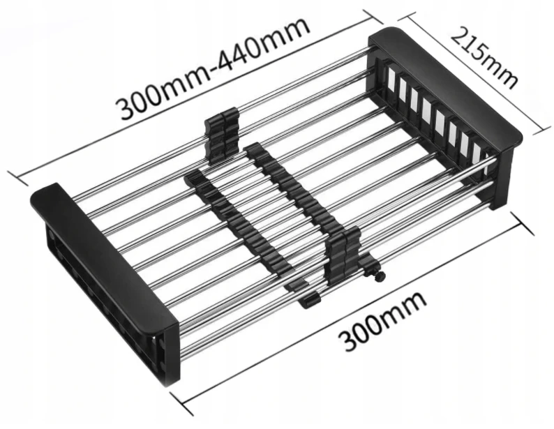 Mexen Ociekacz Kuchenny Teleskopowy Z Regulowaną Szerokością, Czarny - 660730-70 1 Mexen Ociekacz Kuchenny Teleskopowy Z Regulowaną Szerokością, Czarny - 660730-70