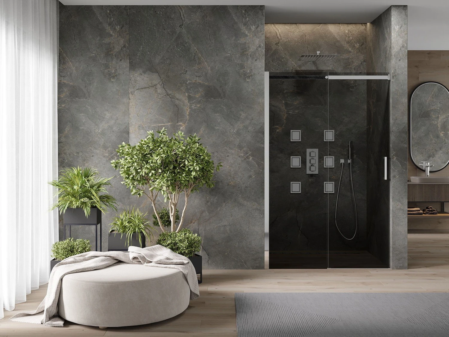 Mexen Omega Drzwi Prysznicowe Rozsuwane 140 Cm, Grafit, Chrom - 825-140-000-01-40 1 Mexen Omega Drzwi Prysznicowe Rozsuwane 140 Cm, Grafit, Chrom - 825-140-000-01-40