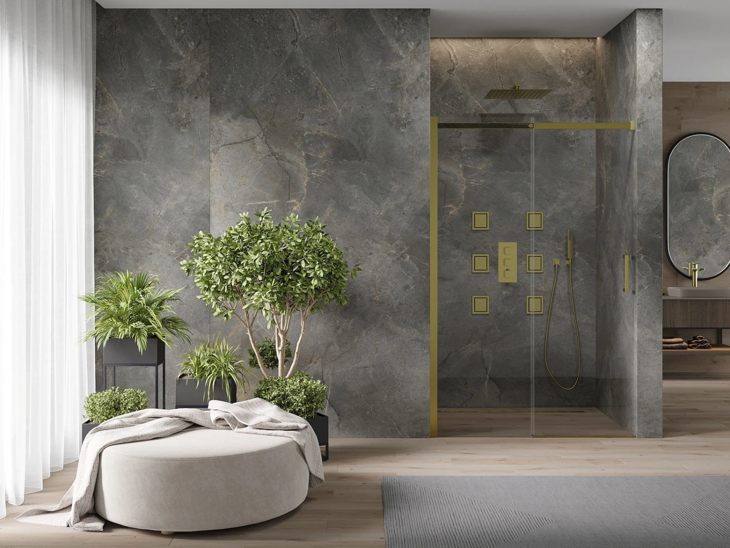 Mexen Omega Drzwi Prysznicowe Rozsuwane 140 Cm, Transparent, Złote - 825-140-000-50-00 1 Mexen Omega Drzwi Prysznicowe Rozsuwane 140 Cm, Transparent, Złote - 825-140-000-50-00