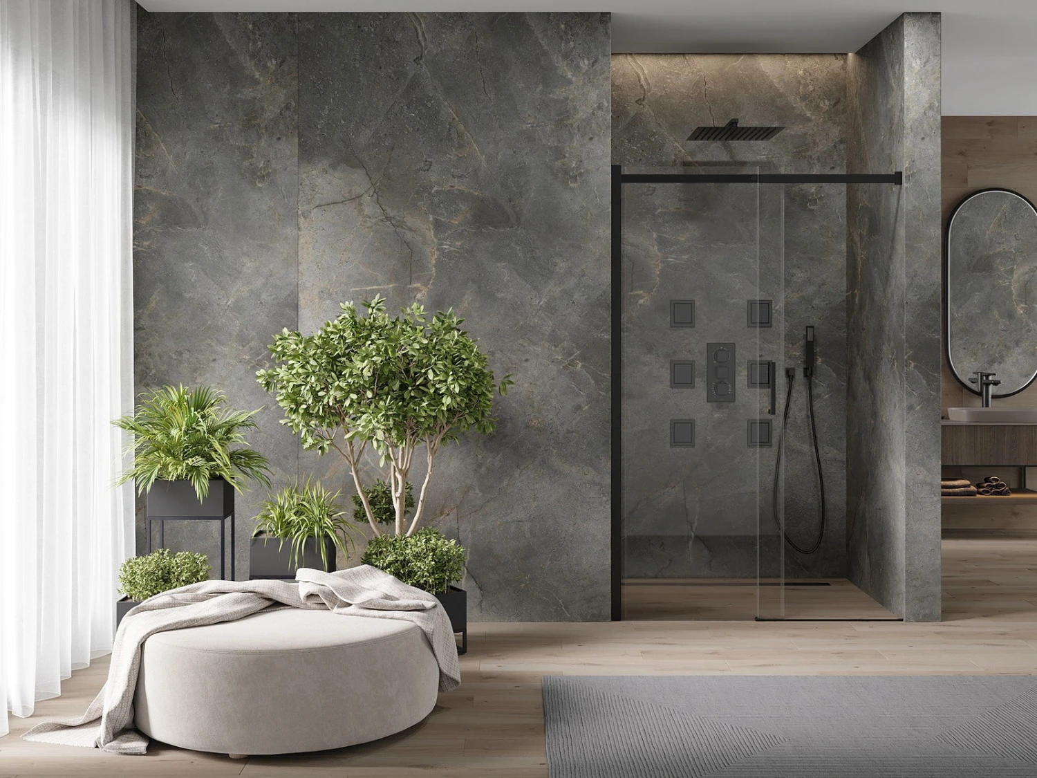 Mexen Omega Drzwi Prysznicowe Rozsuwane 150 Cm, Transparent, Czarne - 825-150-000-70-00 2 Mexen Omega Drzwi Prysznicowe Rozsuwane 150 Cm, Transparent, Czarne - 825-150-000-70-00 - obrazek 2