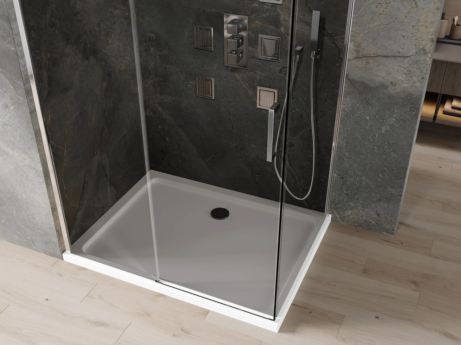 Mexen Omega Kabina Prysznicowa Rozsuwana 100 X 70 Cm, Grafit, Chrom + Brodzik Flat, Bialy - 825-100-070-01-40-4010 3 Mexen Omega Kabina Prysznicowa Rozsuwana 100 X 70 Cm, Grafit, Chrom + Brodzik Flat, Bialy - 825-100-070-01-40-4010 - obrazek 3