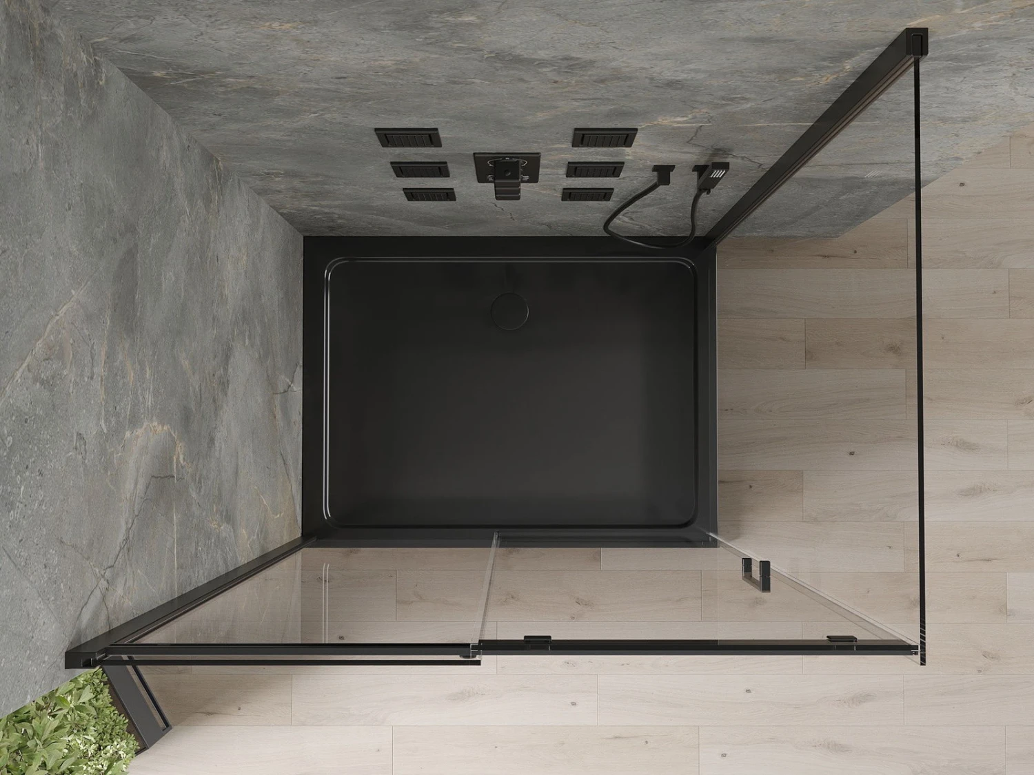 Mexen Omega Kabina Prysznicowa Rozsuwana 100 X 80 Cm, Transparent, Czarna + Brodzik Flat, Czarny - 825-100-080-70-00-4070B 5 Mexen Omega Kabina Prysznicowa Rozsuwana 100 X 80 Cm, Transparent, Czarna + Brodzik Flat, Czarny - 825-100-080-70-00-4070B - obrazek 5